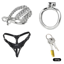 Load image into Gallery viewer, Chainmail Steel Chastity Cage with Belt - 9