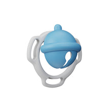 Afbeelding in Gallery-weergave laden, Solid blue bell-shaped chastity cage angled view