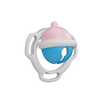 Afbeelding in Gallery-weergave laden, Blue and pink bell-shaped chastity cage angled view