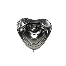 Load image into Gallery viewer, Front illustration of Black Spade flat plate resin chastity cage with clear gem accent