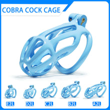 Load image into Gallery viewer, Blue Stripe Mamba Chastity Cage Kit 1.77 To 4.13 Inches Long 2026 Edition front view
