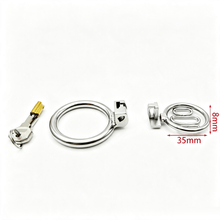 Load image into Gallery viewer, Breathable Flat Stainless Steel Chastity Cage dimensions showing 35mm