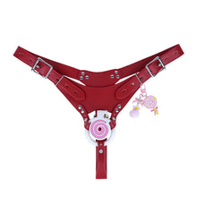 Load image into Gallery viewer, Pink and white cage with red belt, front view