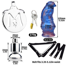 Load image into Gallery viewer, Inverted Chastity Cage - Cock Block Device With Monster Dildo