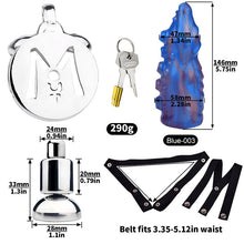 Load image into Gallery viewer, Inverted Chastity Cage - Cock Block Device With Monster Dildo
