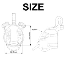 Lade das Bild in den Galerie-Viewer, Cretan Bull cage size diagram showing 32.5 mm, 36.5 mm and 43 mm measurements