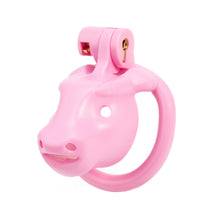 Lade das Bild in den Galerie-Viewer, Pink Cretan Bull ABS chastity cage front view on white background