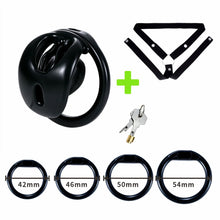 Lade das Bild in den Galerie-Viewer, Black cage with matching three-way belt and four ring sizes
