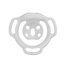 Lade das Bild in den Galerie-Viewer, White Firefly flat chastity cage rear view showing the inner center panel and three strap slots