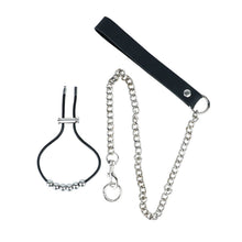 Lade das Bild in den Galerie-Viewer, Flame Cutout Stainless Steel Chastity Cage with Restraint - Beaded cord and chain components
