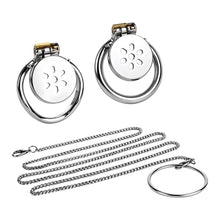 Lade das Bild in den Galerie-Viewer, Flat Stainless Steel Chastity Cage with Detachable Chain