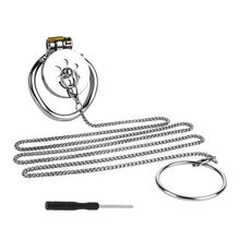 Lade das Bild in den Galerie-Viewer, Flat Stainless Steel Chastity Cage with Detachable Chain