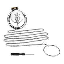 Lade das Bild in den Galerie-Viewer, Flat Stainless Steel Chastity Cage with Detachable Chain