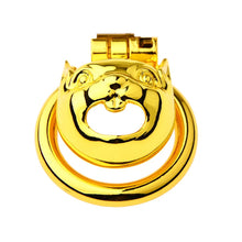 Load image into Gallery viewer, Golden Flat Metal Chastity Cage