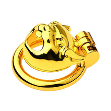 Load image into Gallery viewer, Golden Flat Metal Chastity Cage