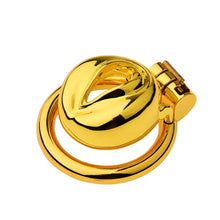 Load image into Gallery viewer, Golden Flat Metal Chastity Cage