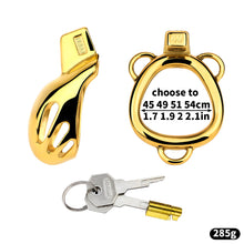 Load image into Gallery viewer, Golden Stainless Steel Mamba Cage with Belt 2026 Edition lock and ring details