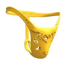 Load image into Gallery viewer, Yellow Resin heart-cutout custom chastity belt front view
