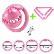 Afbeelding in Gallery-weergave laden, Pink Monster Mouth chastity cage set with matching three-way belt