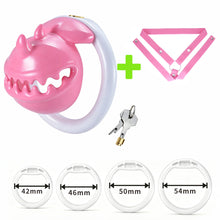 Afbeelding in Gallery-weergave laden, Pink and white Monster Mouth chastity cage set with pink belt