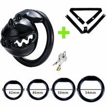 Afbeelding in Gallery-weergave laden, Black Monster Mouth chastity cage set with matching black belt