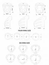 Lade das Bild in den Galerie-Viewer, Oval ventilated cage and ring size chart in millimeters