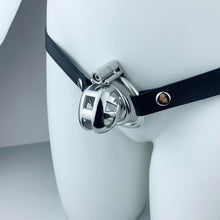 Load image into Gallery viewer, Permanent Micro Mamba Chastity Cage With Belt side view
