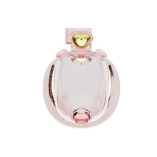 Lade das Bild in den Galerie-Viewer, Transparent pink heart resin chastity cage, front view