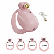 Lade das Bild in den Galerie-Viewer, Solid pink heart chastity cage with 44, 48, 52 and 58 mm rings