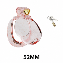Lade das Bild in den Galerie-Viewer, Transparent pink heart chastity cage with 52 mm ring