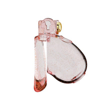 Lade das Bild in den Galerie-Viewer, Transparent pink heart chastity cage, side view