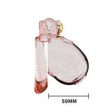 Lade das Bild in den Galerie-Viewer, Transparent pink heart chastity cage side measurement, 50 mm