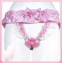 Load image into Gallery viewer, Pink Lace Bow Chastity Strap