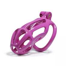 Load image into Gallery viewer, Purple Stripe Mamba Chastity Cage Kit 1.77 To 4.13 Inches Long lock and ring details