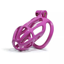Load image into Gallery viewer, Purple Stripe Mamba Chastity Cage Kit 1.77 To 4.13 Inches Long kit details