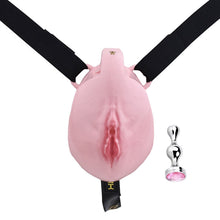 Load image into Gallery viewer, Pussy Chastity Cage With Wearable Butt Plug