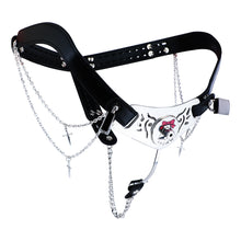 Lade das Bild in den Galerie-Viewer, Qiling Metal Chastity Pants with Chains angled front view