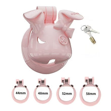 Load image into Gallery viewer, Rabbit Fairy Resin Chastity Cage dimensions showing 44mm, 48mm, 52mm