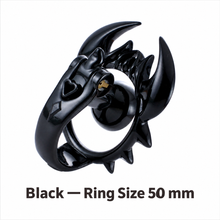 Afbeelding in Gallery-weergave laden, Black scorpion chastity cage with 50 mm ring