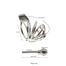 Load image into Gallery viewer, Short Penile Urethral Plug Metal Chastity Cage