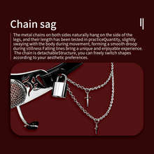 Load image into Gallery viewer, Silver Scale Armor Chain Chastity Pants side chain design illustration