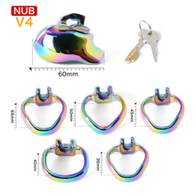 Load image into Gallery viewer, V4 Rainbow Steel Chastity Cage - nub v4