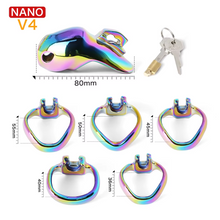 Load image into Gallery viewer, V4 Rainbow Steel Chastity Cage - nano size