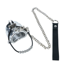 Load image into Gallery viewer, Ventilated Weighted Stainless Steel Chastity Cage with Chain – beaded rope cage with chain