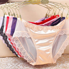 Load image into Gallery viewer, 4 Pcs sexy transparent lace with luxurious satin Panties