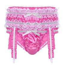 Load image into Gallery viewer, Shiny Satin Ruffled Frilly Low Rise Stretchy Briefs