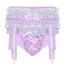 Load image into Gallery viewer, Shiny Satin Ruffled Frilly Low Rise Stretchy Briefs