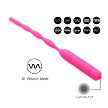 Load image into Gallery viewer, 10-Speed Vibrating Wavy Silicone Penis Plug