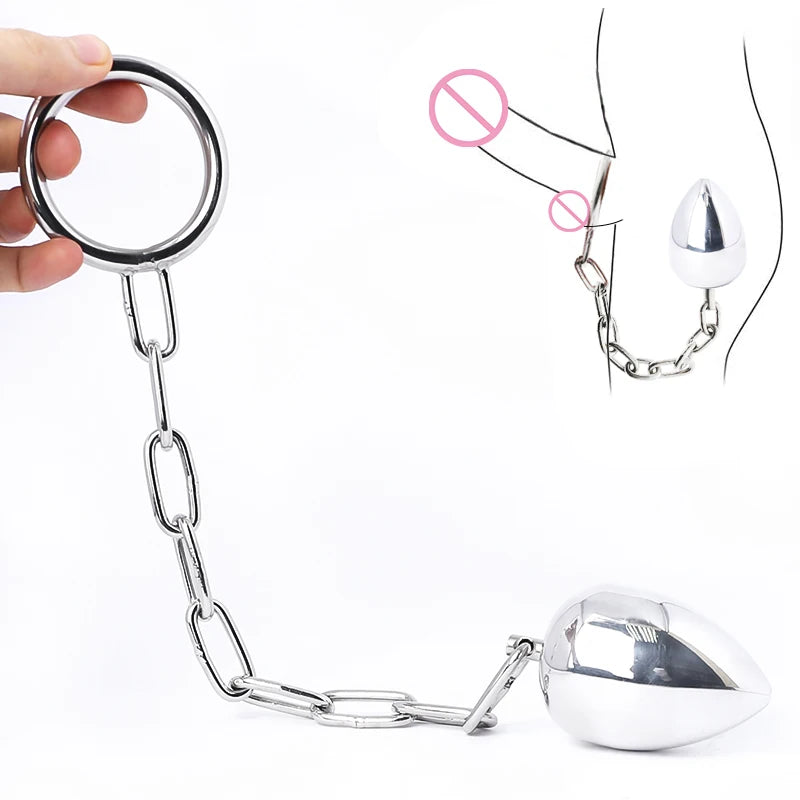 Stainless Steel Anal Plug With Cock Ring – CHASTITY CAGE CO