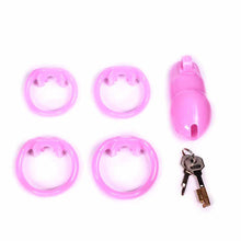 Load image into Gallery viewer, Sissy in Pink Resin Chastity Cage 1.89 and 2.35 inches long